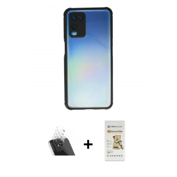 MARSİLYAN™- Oppo A54 4G Kılıf Nova Asil Özel Seri - Siyah Mat Seramik Nano Ekran Koruyucu + Kamera Lens Koruma Cam - SF
