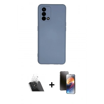 MARSİLYAN™- Oppo A74 4G Kılıf Ahenk Serisi - Siyah 3D Antistatik Mat Seramik Nano Ekran Koruyucu + Kamera Lens Koruma Cam - SF