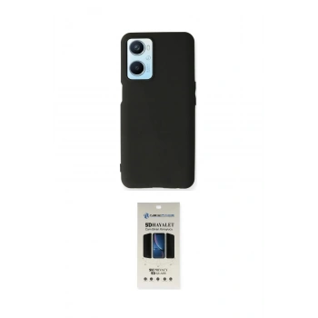 MARSİLYAN™- Oppo A96 Kılıf Kozmos Yansıma Özel Seri - Siyah 5D Hayalet Cam Ekran Koruyucu