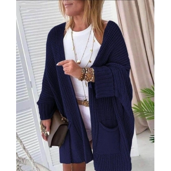 MARSiLYAN- Oversize Kalıp Cepli Salaş Triko Hırka Laci