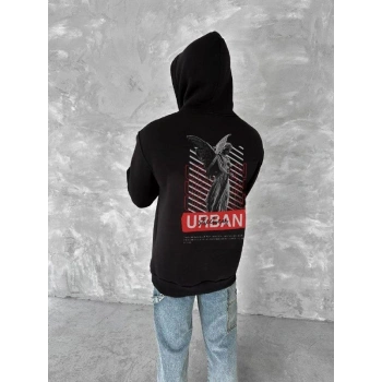 MARSiLYAN- Oversize Üç İplik Kapşonlu SweatShirt - Siyah