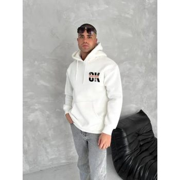 MARSiLYAN- Oversize Üç İplik Kapüşonlu SweatShirt - Beyaz