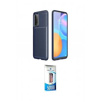 MARSİLYAN™- P Smart 2021 Kılıf Eksen Form Prime - Siyah 5D Eko Cam Ekran Koruyucu
