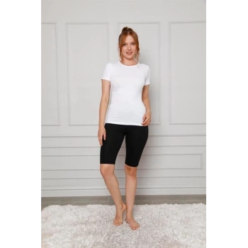 MARSiLYAN- Penye Likralı Diz Üstü Tayt Siyah