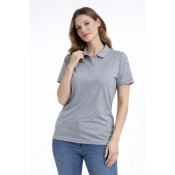 MARSiLYAN- Pike Kumaş Düğmeli Yaka Regular Rahat Günlük Kısa Kol Tişört T-shirt - Gri