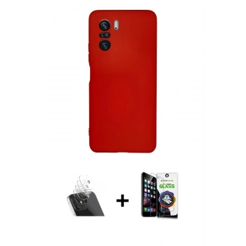 MARSİLYAN™- Poco F3 Kılıf Ahenk Serisi - Şeffaf Temperli Cam Ekran Koruyucu + Kamera Lens Koruma Cam - SF