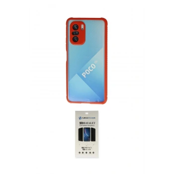 MARSİLYAN™- Poco F3 Kılıf Nova Asil Özel Seri - Siyah 5D Hayalet Cam Ekran Koruyucu