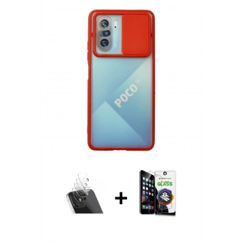 MARSİLYAN™- Poco F3 Kılıf Vadi Çizgi - Şeffaf Temperli Cam Ekran Koruyucu + Kamera Lens Koruma Cam - SF