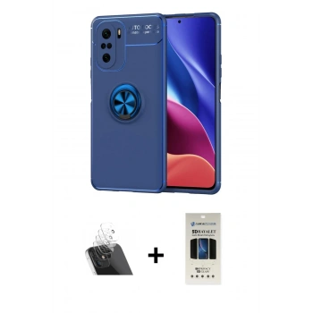 MARSİLYAN™- Poco F3 Kılıf Yankı Form Prime - Siyah 5D Hayalet Cam Ekran Koruyucu + Kamera Lens Koruma Cam - SF