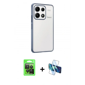 MARSİLYAN™- Poco X6 Pro Kılıf Vadi Minimal - Siyah 3D Antistatik Seramik Nano Ekran Koruyucu + Raze Metal Kamera Lens - SH