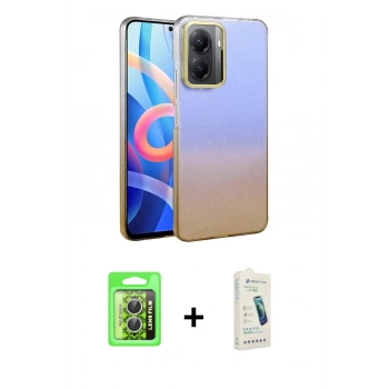MARSİLYAN™- Poco X7 Pro Kılıf Kıvılcım Minimal Özel Seri - Şeffaf Pasifik Cam Ekran Koruyucu + Raze Metal Kamera Lens - GS