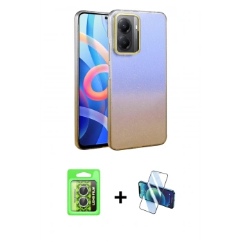 MARSİLYAN™- Poco X7 Pro Kılıf Kıvılcım Minimal Özel Seri - Siyah 3D Antistatik Cam Ekran Koruyucu + Raze Metal Kamera Lens - GS