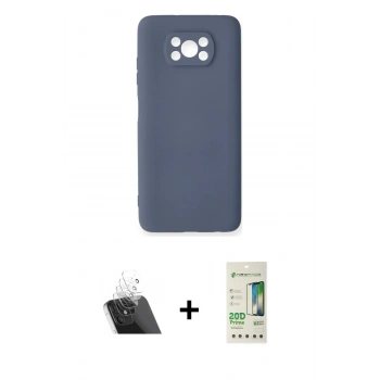 MARSİLYAN™- Pocophone X3 Kılıf Ahenk Serisi - Siyah 20D Premium Cam Ekran Koruyucu + Kamera Lens Koruma Cam - SF