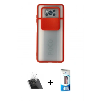 MARSİLYAN™- Pocophone X3 Kılıf Vadi Çizgi - Siyah 5D Eko Cam Ekran Koruyucu + Kamera Lens Koruma Cam - SF