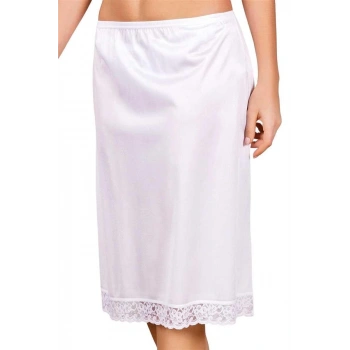 MARSiLYAN-  Polyamid Kumaşlı Dantelli Diz Altı Uzun Etek Altı Jüpon