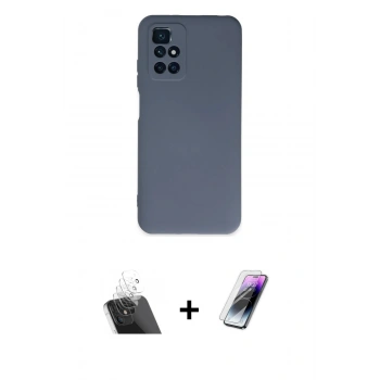 MARSİLYAN™- Redmi 10 2022 Kılıf Ahenk Serisi - Şeffaf Pasifik Cam Ekran Koruyucu + Kamera Lens Koruma Cam - SF