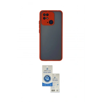 MARSİLYAN™- Redmi 10C Kılıf Ahenk Çizgi Serisi - Şeffaf Royal Nano Ekran Koruyucu