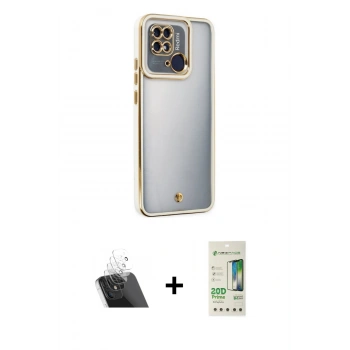 MARSİLYAN™- Redmi 10C Kılıf Çekirdek Klasik Serisi - Siyah 20D Premium Cam Ekran Koruyucu + Kamera Lens Koruma Cam - SF