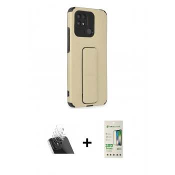 MARSİLYAN™- Redmi 10C Kılıf Çekirdek Yansıma - Siyah 20D Premium Cam Ekran Koruyucu + Kamera Lens Koruma Cam - SF