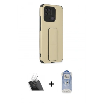 MARSİLYAN™- Redmi 10C Kılıf Çekirdek Yansıma - Siyah Joko Magic 5D Cam + Kamera Lens Koruma Cam - SF