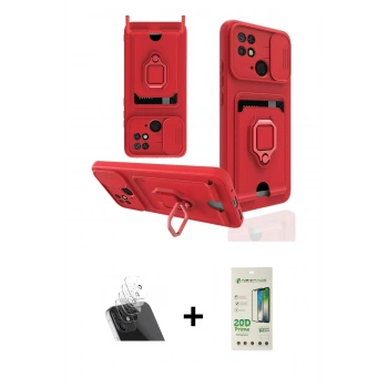 MARSİLYAN™- Redmi 10C Kılıf Vadi Form Prime - Siyah 20D Premium Cam Ekran Koruyucu + Kamera Lens Koruma Cam - SF