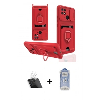 MARSİLYAN™- Redmi 10C Kılıf Vadi Form Prime - Siyah Joko Magic 5D Cam + Kamera Lens Koruma Cam - SF