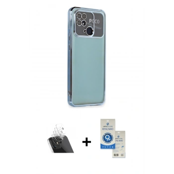 MARSİLYAN™- Redmi 10C Kılıf Vadi Minimal - Şeffaf Royal Nano Ekran Koruyucu + Kamera Lens Koruma Cam - SF