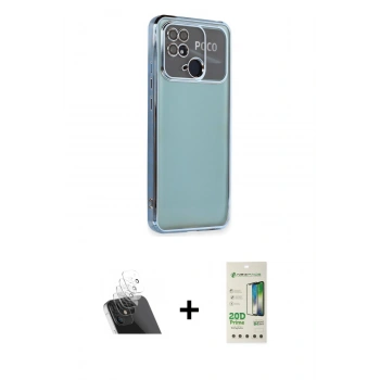 MARSİLYAN™- Redmi 10C Kılıf Vadi Minimal - Siyah 20D Premium Cam Ekran Koruyucu + Kamera Lens Koruma Cam - SF