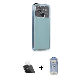 MARSİLYAN™- Redmi 10C Kılıf Vadi Minimal - Siyah Joko Magic 5D Cam + Kamera Lens Koruma Cam - SF