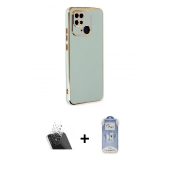 MARSİLYAN™- Redmi 10C Kılıf Yankı Serisi - Siyah Joko Magic 5D Cam + Kamera Lens Koruma Cam - SF