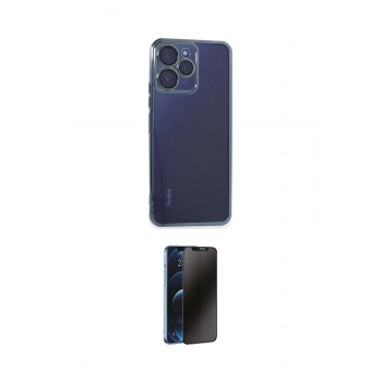 MARSİLYAN™- Redmi 12 Kılıf Vadi Minimal - Siyah 3D Antistatik Hayalet Cam Ekran Koruyucu