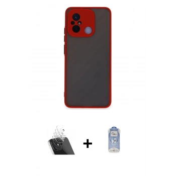 MARSİLYAN™- Redmi 12C Kılıf Ahenk Çizgi Serisi - Siyah Joko Magic 5D Cam + Kamera Lens Koruma Cam - SF