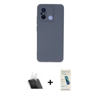 MARSİLYAN™- Redmi 12C Kılıf Ahenk Serisi - Şeffaf Pasifik Cam Ekran Koruyucu + Kamera Lens Koruma Cam - SF