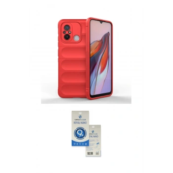 MARSİLYAN™- Redmi 12C Kılıf Atlas Koleksiyonu - Şeffaf Royal Nano Ekran Koruyucu