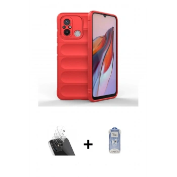 MARSİLYAN™- Redmi 12C Kılıf Atlas Koleksiyonu - Siyah Joko Magic 5D Cam + Kamera Lens Koruma Cam - SF