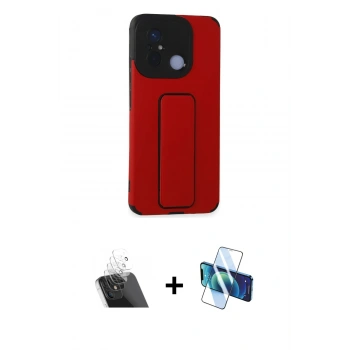 MARSİLYAN™- Redmi 12C Kılıf Çekirdek Yansıma - Siyah 3D Antistatik Seramik Nano Ekran Koruyucu + Kamera Lens Koruma Cam - SF