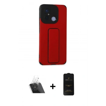 MARSİLYAN™- Redmi 12C Kılıf Çekirdek Yansıma - Siyah 6D Antistatik Mat Seramik Hayalet Nano Ekran Koruyucu + Kamera Lens Koruma Cam - SF