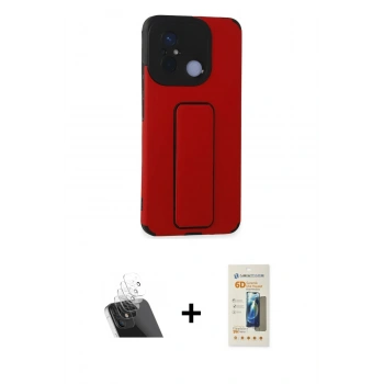 MARSİLYAN™- Redmi 12C Kılıf Çekirdek Yansıma - Siyah 6D Mat Seramik Hayalet Nano Ekran Koruyucu + Kamera Lens Koruma Cam - SF
