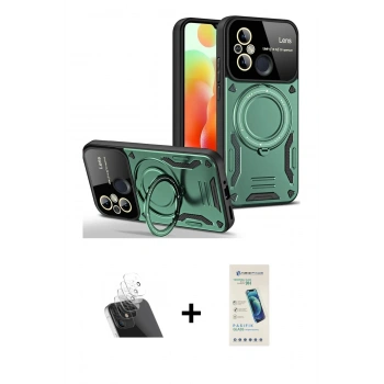 MARSİLYAN™- Redmi 12C Kılıf Kıvılcım Modern Serisi - Şeffaf Pasifik Cam Ekran Koruyucu + Kamera Lens Koruma Cam - SF