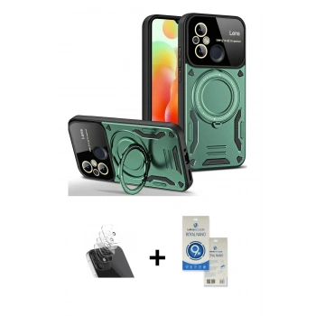 MARSİLYAN™- Redmi 12C Kılıf Kıvılcım Modern Serisi - Şeffaf Royal Nano Ekran Koruyucu + Kamera Lens Koruma Cam - SF