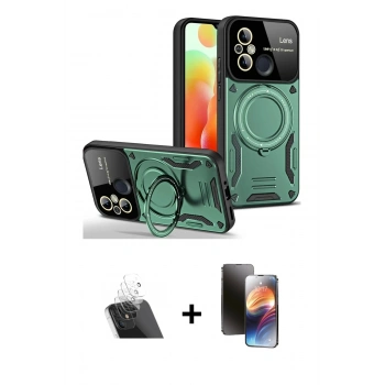 MARSİLYAN™- Redmi 12C Kılıf Kıvılcım Modern Serisi - Siyah 3D Antistatik Mat Seramik Nano Ekran Koruyucu + Kamera Lens Koruma Cam - SF