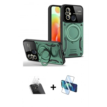 MARSİLYAN™- Redmi 12C Kılıf Kıvılcım Modern Serisi - Siyah 3D Antistatik Seramik Nano Ekran Koruyucu + Kamera Lens Koruma Cam - SF