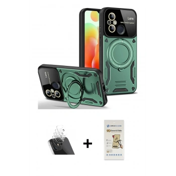 MARSİLYAN™- Redmi 12C Kılıf Kıvılcım Modern Serisi - Siyah Mat Seramik Nano Ekran Koruyucu + Kamera Lens Koruma Cam - SF