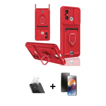 MARSİLYAN™- Redmi 12C Kılıf Vadi Form Prime - Siyah 3D Antistatik Mat Seramik Nano Ekran Koruyucu + Kamera Lens Koruma Cam - SF