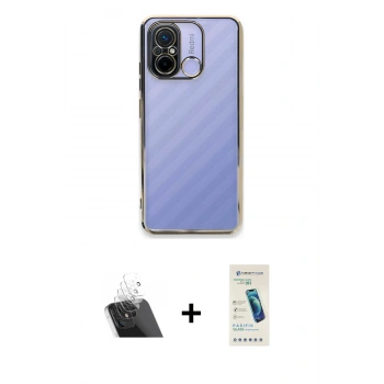 MARSİLYAN™- Redmi 12C Kılıf Vadi Minimal - Şeffaf Pasifik Cam Ekran Koruyucu + Kamera Lens Koruma Cam - SF