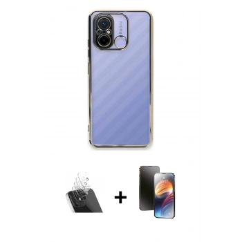 MARSİLYAN™- Redmi 12C Kılıf Vadi Minimal - Siyah 3D Antistatik Mat Seramik Nano Ekran Koruyucu + Kamera Lens Koruma Cam - SF