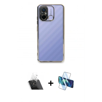 MARSİLYAN™- Redmi 12C Kılıf Vadi Minimal - Siyah 3D Antistatik Seramik Nano Ekran Koruyucu + Kamera Lens Koruma Cam - SF