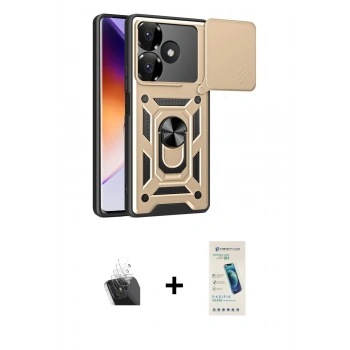 MARSİLYAN™- Redmi 13 4G Kılıf Ahenk Klasik - Şeffaf Pasifik Cam Ekran Koruyucu + Kamera Lens Koruma Cam - SF
