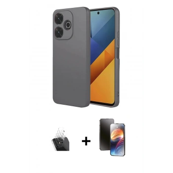 MARSİLYAN™- Redmi 13 4G Kılıf Ahenk Serisi - Siyah 3D Antistatik Mat Seramik Nano Ekran Koruyucu + Kamera Lens Koruma Cam - SF