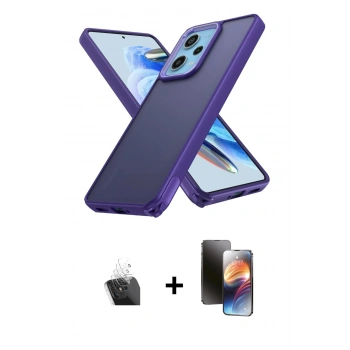 MARSİLYAN™- Redmi 13 4G Kılıf Atlas Form - Siyah 3D Antistatik Mat Seramik Nano Ekran Koruyucu + Kamera Lens Koruma Cam - SF